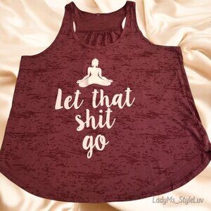 NWOT "Let that shit go" Buddha graphic slub-knit racerback tank top XL